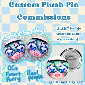 Custom Plush Pinback Button Commission