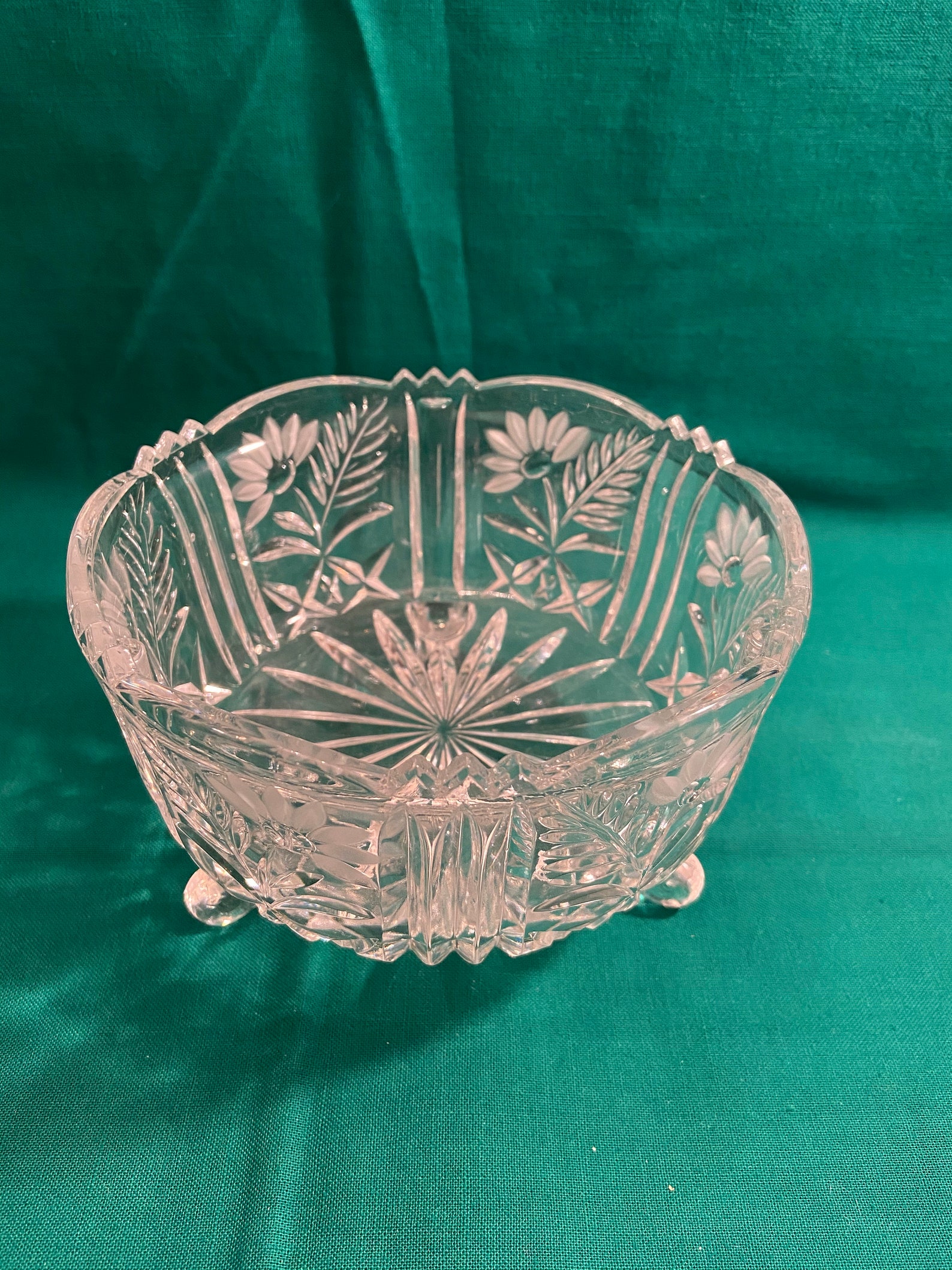 Antique 3 Footed Leaded Crystal Candy Dish Serving Dish Etsy