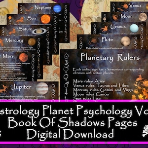 Astrología Psicología de los planetas Vol. 1, Descarga digital, Páginas del libro de las sombras, Pagano, Planetas, Hechizos, Imprimible, Impresiones de grimorios, Brujería