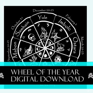 Wheel of the Year Digital Download, Pagan Calendar, Witch&#39;s Calendar, Printable Download, Witchy Art, Digital Download, Wiccan Prints, Bruja