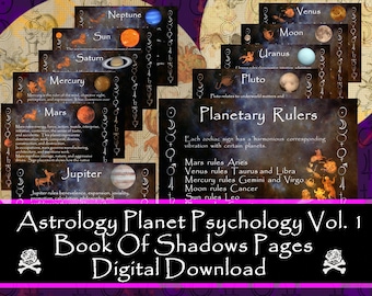 Astrologie Planet Psychology Vol. 1, téléchargement numérique, pages du Livre des ombres, païen, planètes, sorts, imprimables, estampes grimoire, sorcellerie