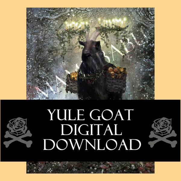 Yule Goat Digital Download, Yule Log, Pagan Calendar, Pagan Christmas, Sabbat Download, Book of Shadows Digital Download, Wiccan Digital Art