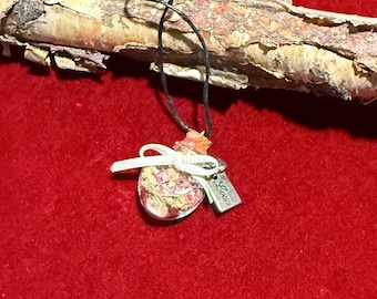 Love Spell-fles autospiegelbedel • Love Spell-fleshangerketting • Hekserijbenodigdheden • Kruidenpotje