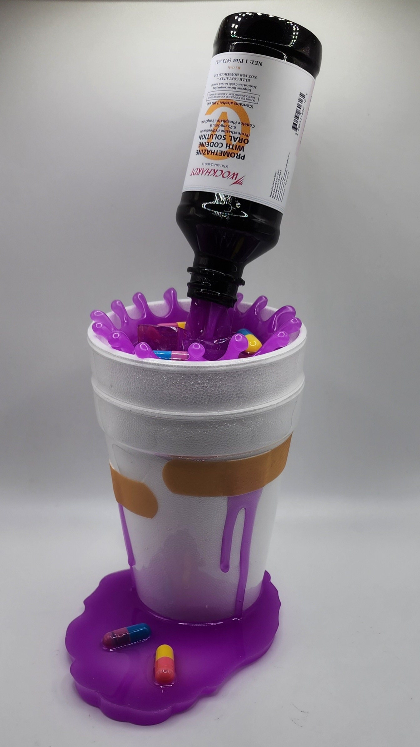 Premium Vector  Realistic 3d double cup with lean codeine purple drink  standing and dripping cups collection set