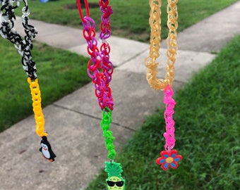 Rainbow loom necklaces with charms