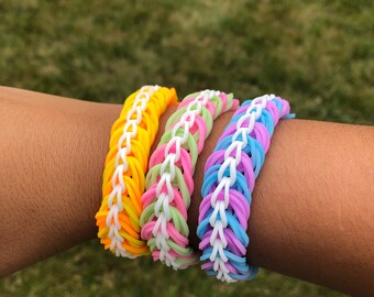 Rainbow Loom Triple Link Chain Friendship Bracelets - Etsy