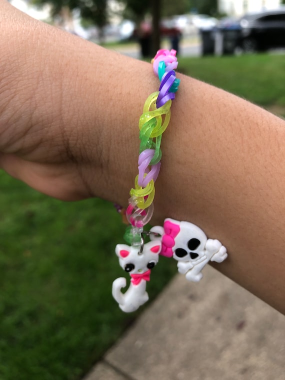 Rainbow Loom Single Chain Bracelets With Charms Etsy UK