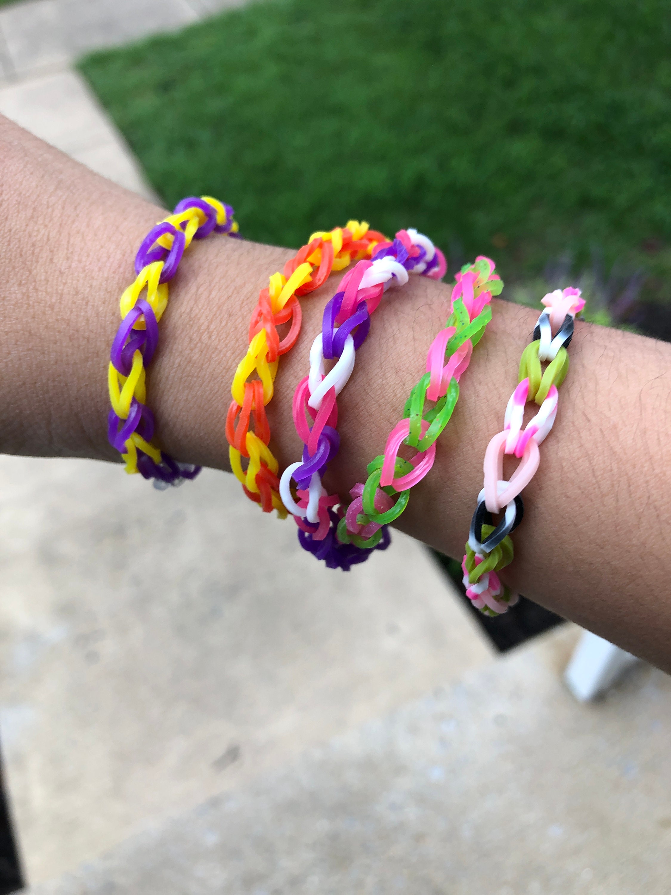 2 Pack of Beaded Rainbow Loom Bracelets