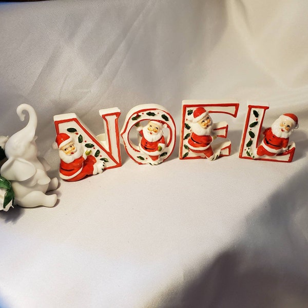 Vintage Napco Santa Candleholders, Noel Santa Ceramic Decor, Kitschy Christmas Decor, 1950s Home Decor, Retro Holiday Home Decor