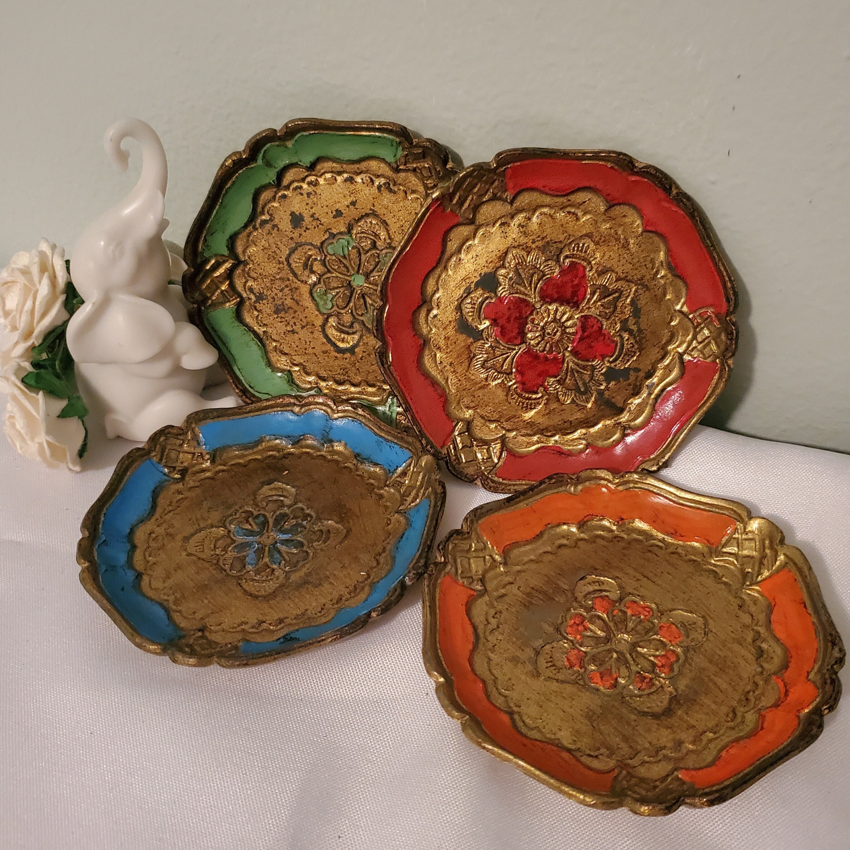 SET of 4 Trade Mark Made in Italy Italian Florentine Vintage