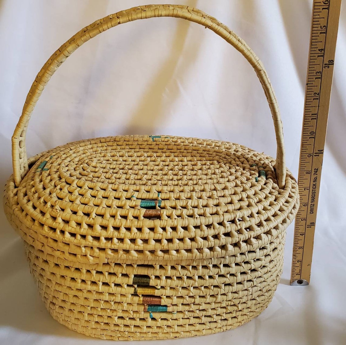 Unique Woven Basket with Attached Lid Sewing Basket with Lid Etsy