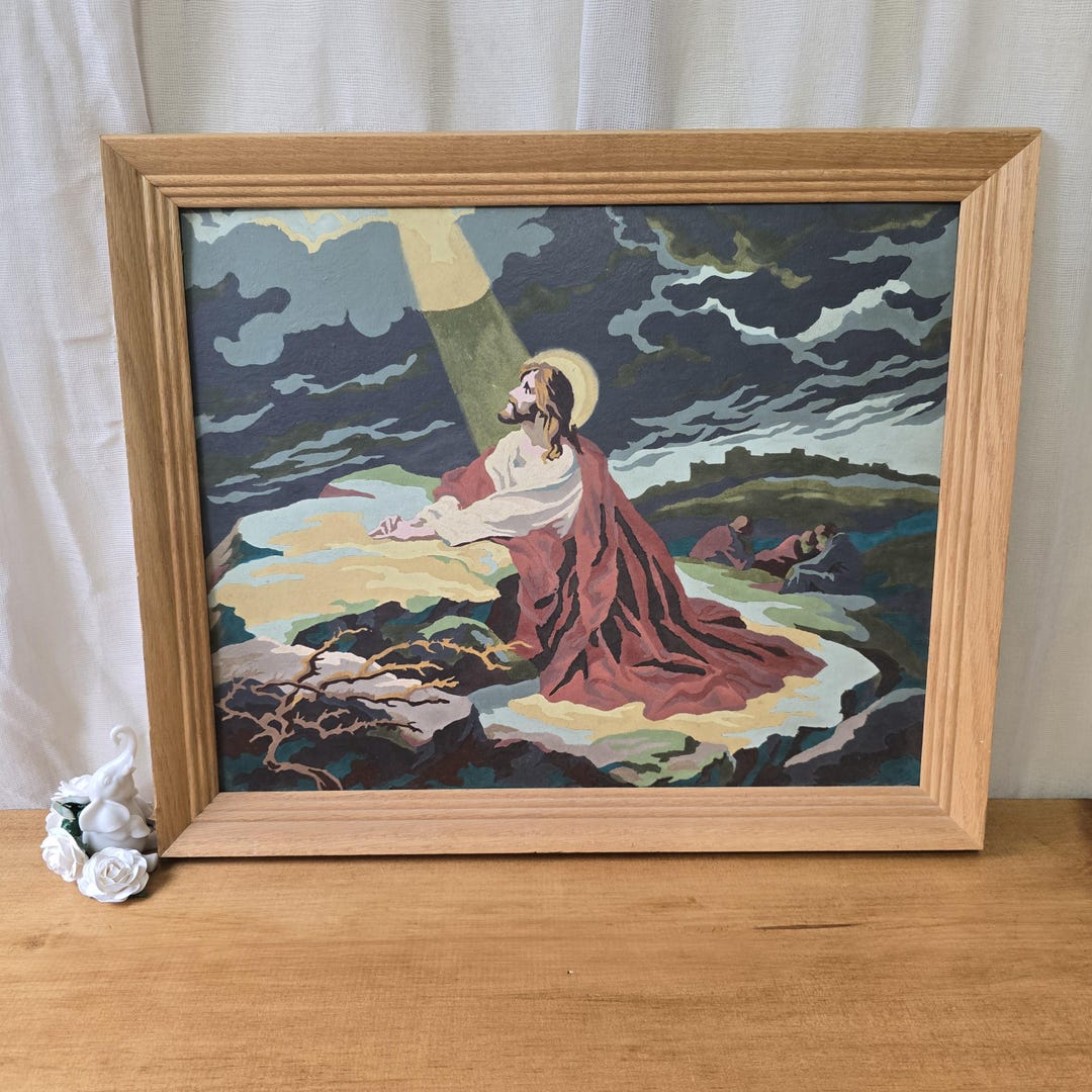 Vintage Jesus in the Garden of Gethsemane Painting: Framed Paint by ...