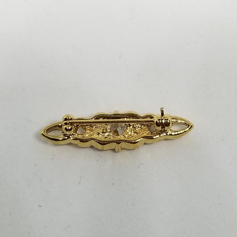 Petite Lind Rhinestone Bar Pin 14 Kt GE