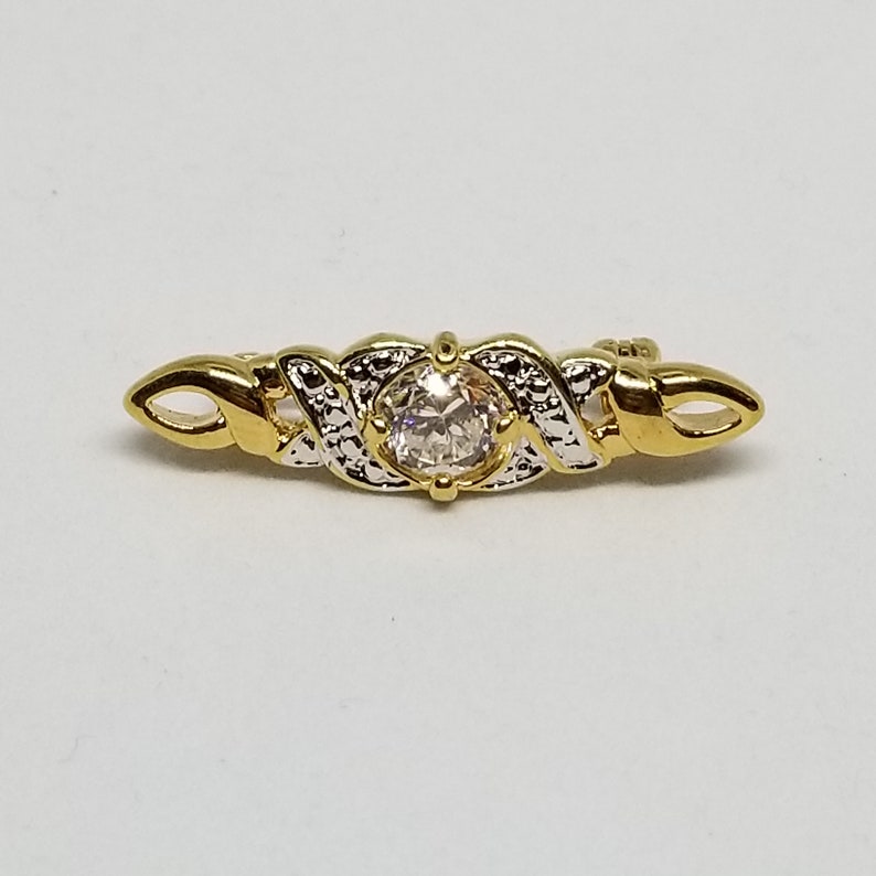 Petite Lind Rhinestone Bar Pin 14 Kt GE