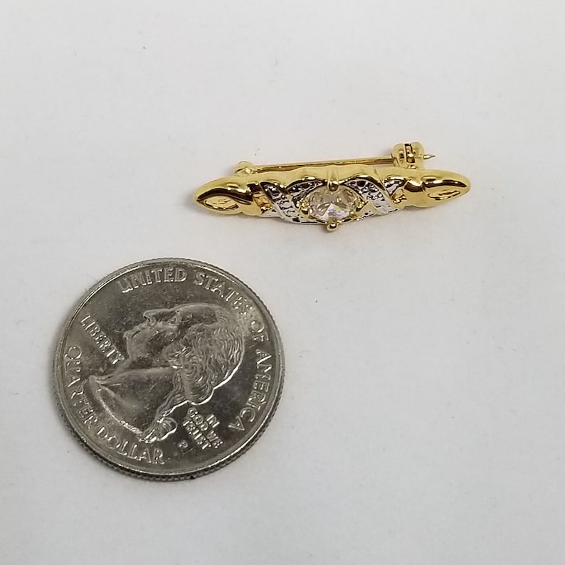 Petite Lind Rhinestone Bar Pin 14 Kt GE