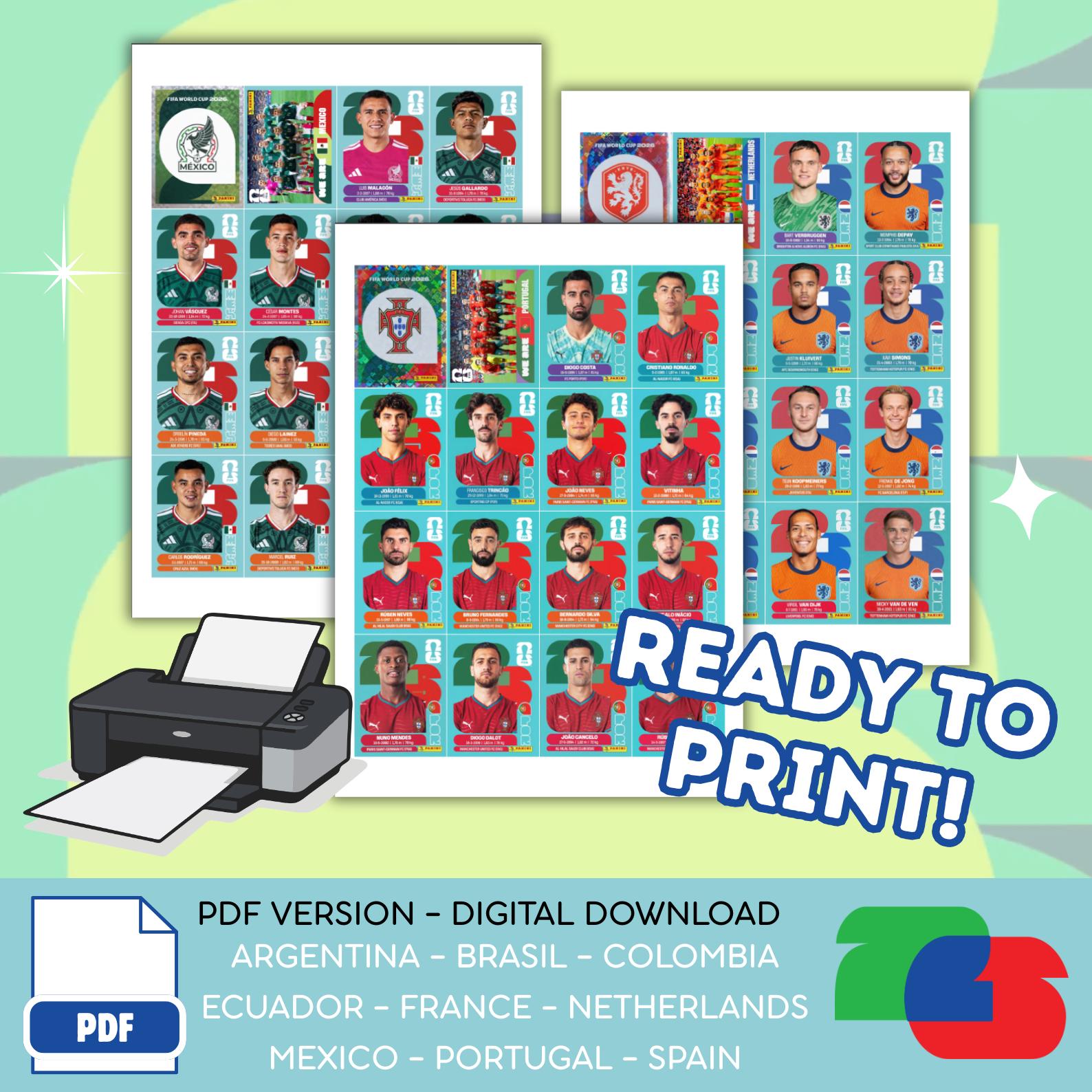 FIFA World Cup 2026 Sticker PDF | Printable Football Stickers ...