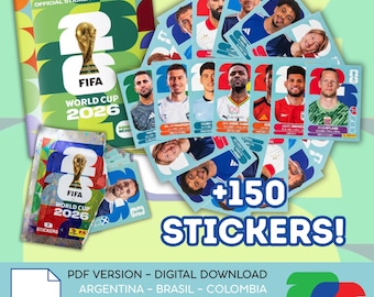 FIFA World Cup 2026 Sticker PDF | Printable Football Stickers Collection | Ready To Print Cards Bundle | +150 STICKERS