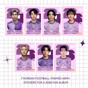 OT7 Korean World Football 2026 Fan Photocards | K-Pop Inspired ARMY/B-T-S Digital Stickers & Freebies (PDF/PNG Download)