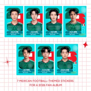 OT7 Mexico World Football 2026 Fan Photocards | K-Pop Inspired ARMY/B-T-S Digital Stickers & Freebies (PDF/PNG Download)