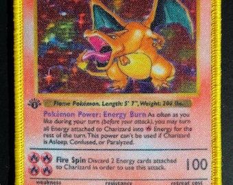 Parche de Charizard de 1.ª edición: 6,35 cm x 8,99 cm