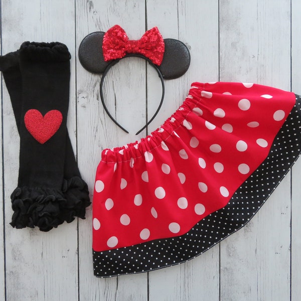 Juego de accesorios de disfraces de Halloween de Minnie Mouse para bebés y niños pequeños - mini disfraz de halloween, disfraz de niña pequeña de halloween, minnie mouse rojo