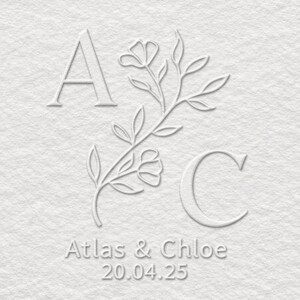 Embosseur pour enveloppes de faire-part de mariage | 36 motifs, nom de famille et monogramme initial personnalisés, plaque amovible, papeterie de mariage