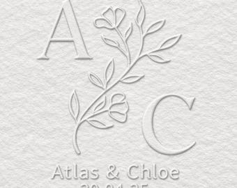 Grabadora de sobres para invitaciones de boda / 36 diseños, monograma personalizado con apellido e inicial, placa extraíble, papelería para bodas