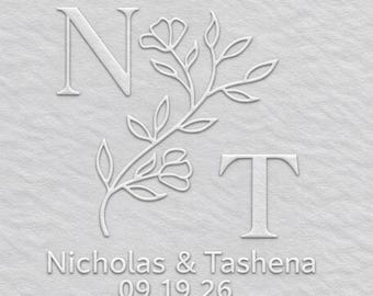 Grabador de invitaciones de boda con múltiples diseños, sello de monograma personalizado y placa intercambiable, elegante papelería para bodas.