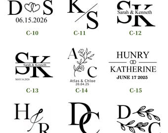 Sello de boda personalizado / Grabador de monogramas / 20 diseños / Grabador personalizado / Grabador de bodas para invitaciones, servilletas y sobres