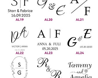 Grabador de sobres de boda / Grabador de apellidos personalizado / Logotipos de parejas / Sello de grabado / Grabador de monogramas iniciales personalizados