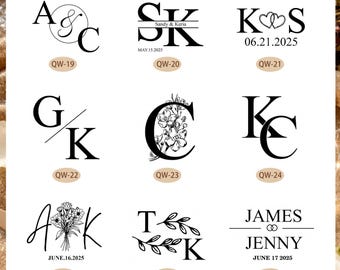 Grabador de monogramas / 48 diseños / Personaliza tu grabador de bodas / Grabador de sobres e invitaciones / Grabador de servilletas