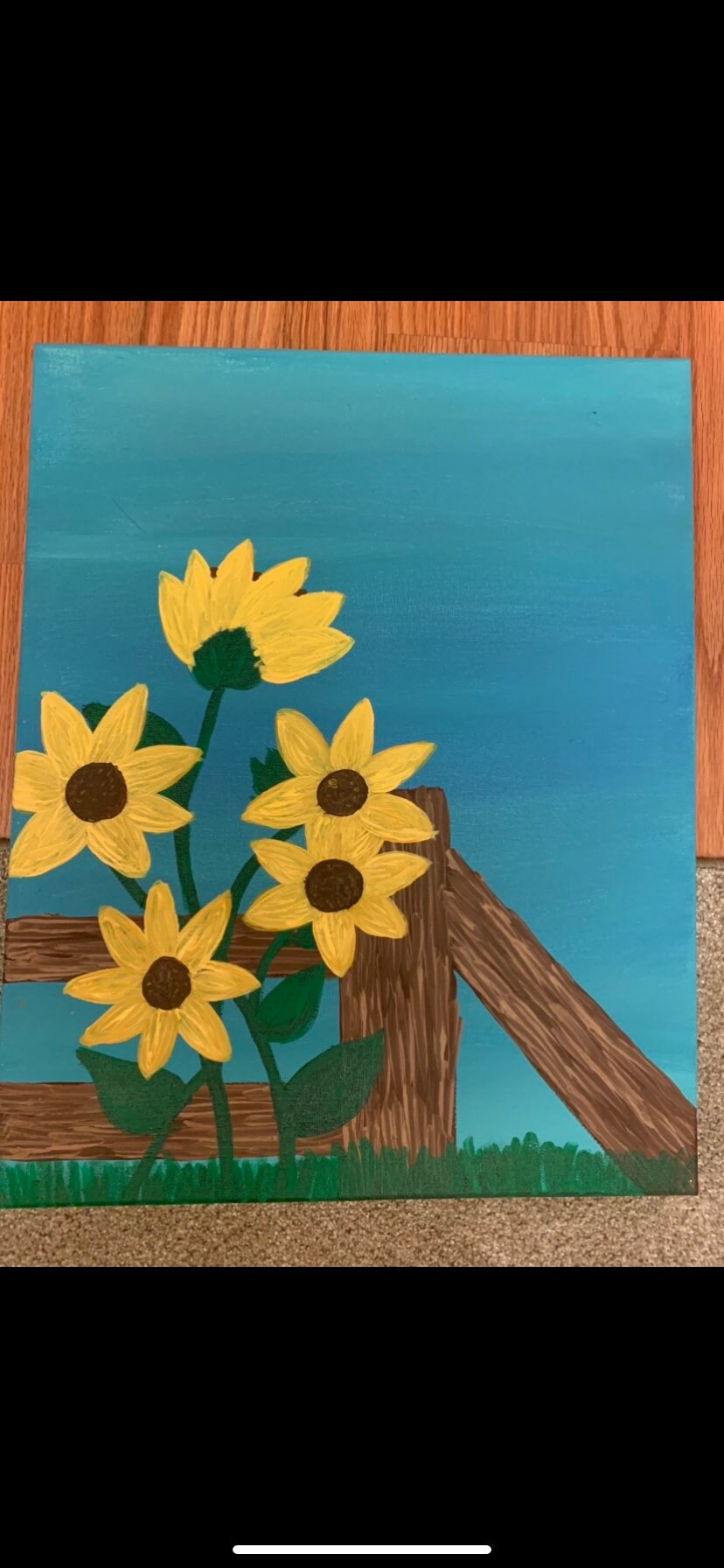 Sunflower Fence Painting Etsy