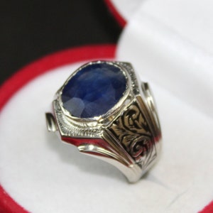 Natural Blue Sapphire Ring: Handmade Sterling Silver Neelam