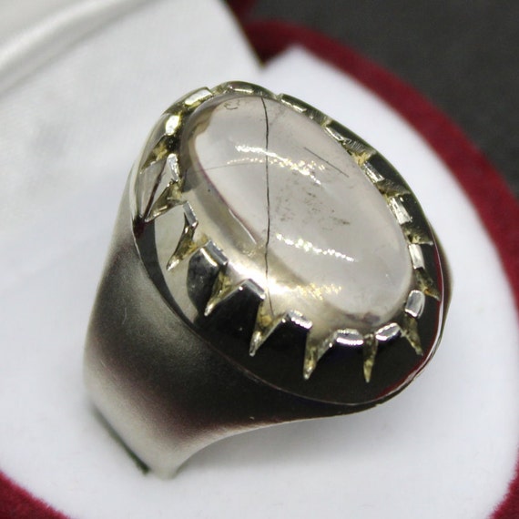 Handmade Dur E Najaf Ring: Oval White Moonstone, 925 Sterling