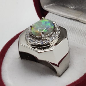 Very Rare 3 Carat Natural Unheated and Untreated Natural Ethiopian Opal, Handmade Ring, 925 Sterling Silver Ring, Ring for Her, Ring for Him