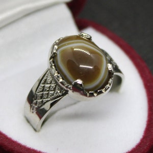 Handgemachter Aqeeq Achat-Ring aus 925er Silber