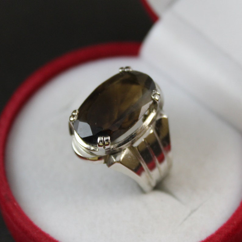 Men and Women Oval Shape Smokey Topaz Ring in Sterling Silver - Etsy UK