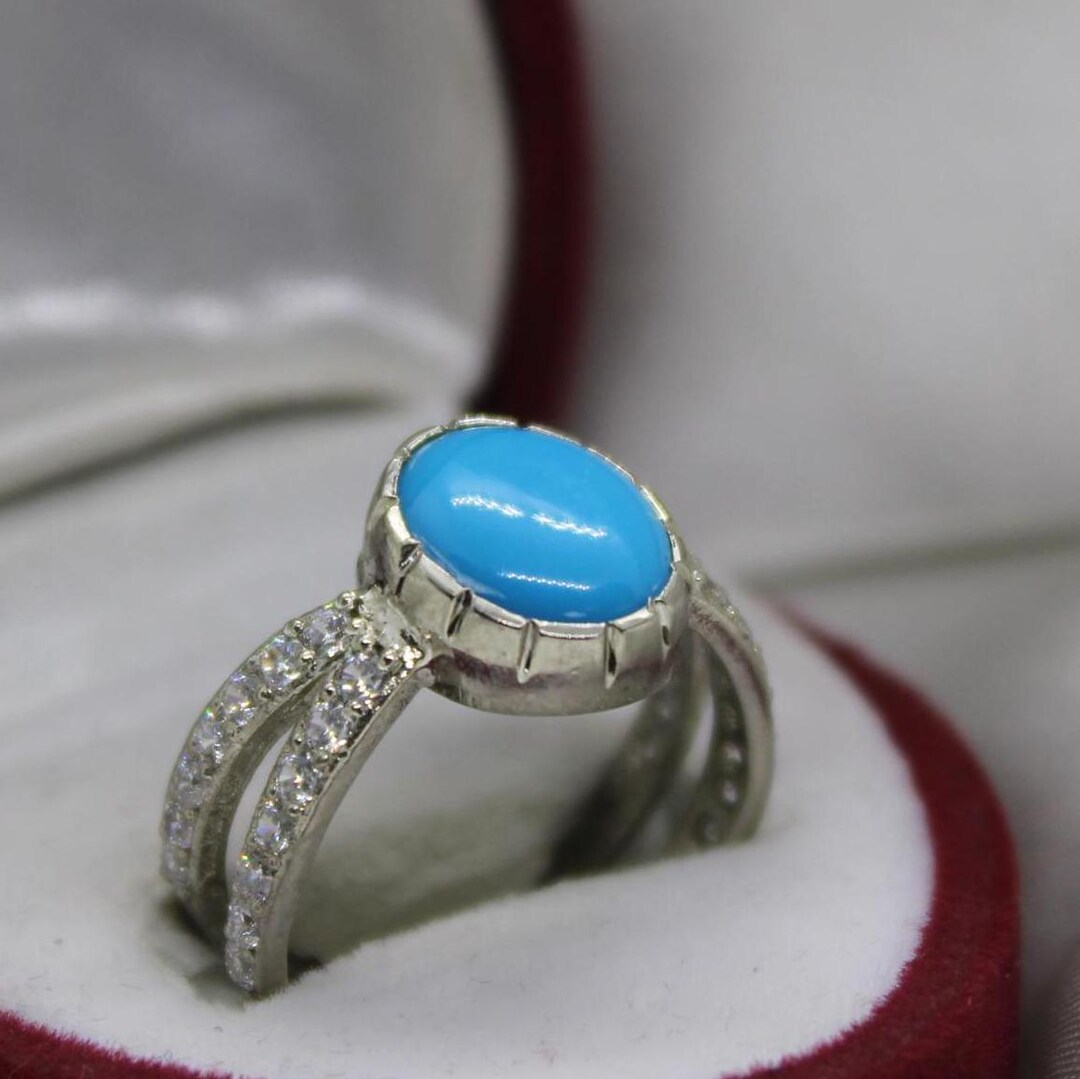 Natural Neshapuri Feroza Firoza Turquoise Handmade Ring 925 Sterling ...