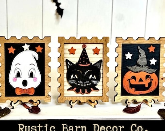 Vintage Halloween Decor Indoor, Retro Wooden Spooky Halloween Home Decor, Handmade Fall Decor, Halloween Tiered Tray Decor