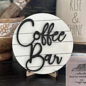 Coffee Bar Sign , Rustic Small Coffee Signs, Round Coffee Signs , Tiered tray decor, round 3D kitchen Sign, Small Coffee Sign