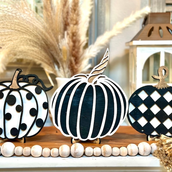 Pumpkin Fall Mantel Shelf Decor |  Wooden autumn pumpkin | Table Center Piece  | Modern | Farmhouse |  pumpkin Halloween Decor