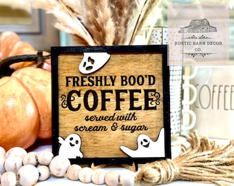 Coffee Bar Sign | Freshly Boo’d Coffee Sign | Halloween Coffee Bar | Halloween Decoration | Coffee Bar station Sign | Rustic Farmhouse Decor