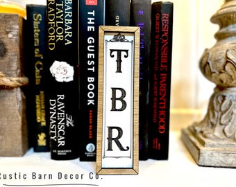 Library TBR Sign, Bookshelf, Bookish Decor for Book Nook, Book Lover Gift, Reader Gift, To be Read Book Ends wooden Vertical