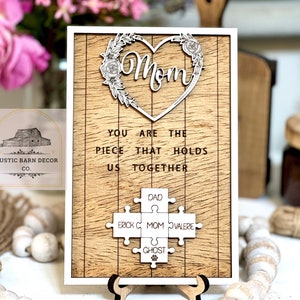Custom Mothers Day Puzzle Sign | Personalized Gift for Mom | Mom You are the Piece that holds us together | Mothers day gift | Grandma gift