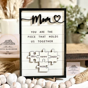 Custom Mothers Day Puzzle Sign Personalized Gift for Mom Mom You are the Piece that holds us together Mothers day gift Gift for her image 1