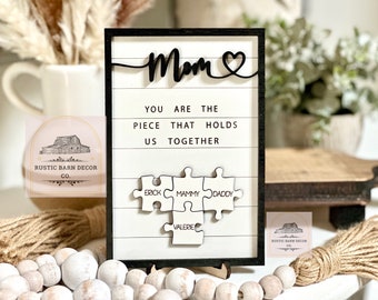 Custom Mothers Day Puzzle Sign | Personalized Gift for Mom | Mom You are the Piece that holds us together | Mothers day gift | Gift for her