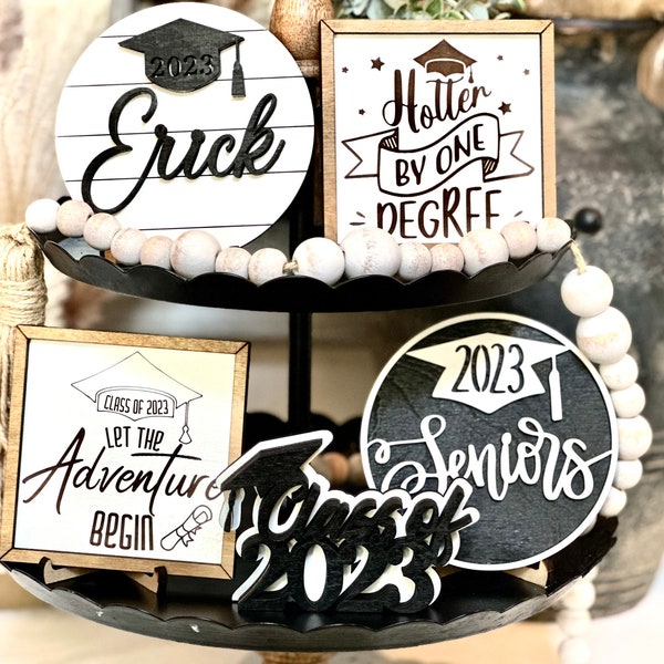 Graduation party decor tiered tray centerpiece signs,Personalized Class of 2024 Graduation mini Sign, Grad Signs Tiered Tray Signs
