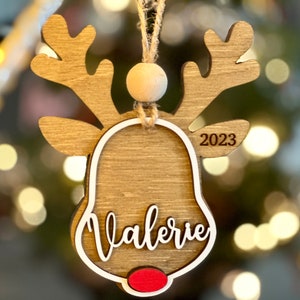 Personalized reindeer ornament | personalized Rudolph wooden ornaments | custom ornament | kids ornaments | Christmas Tag | reindeer gift