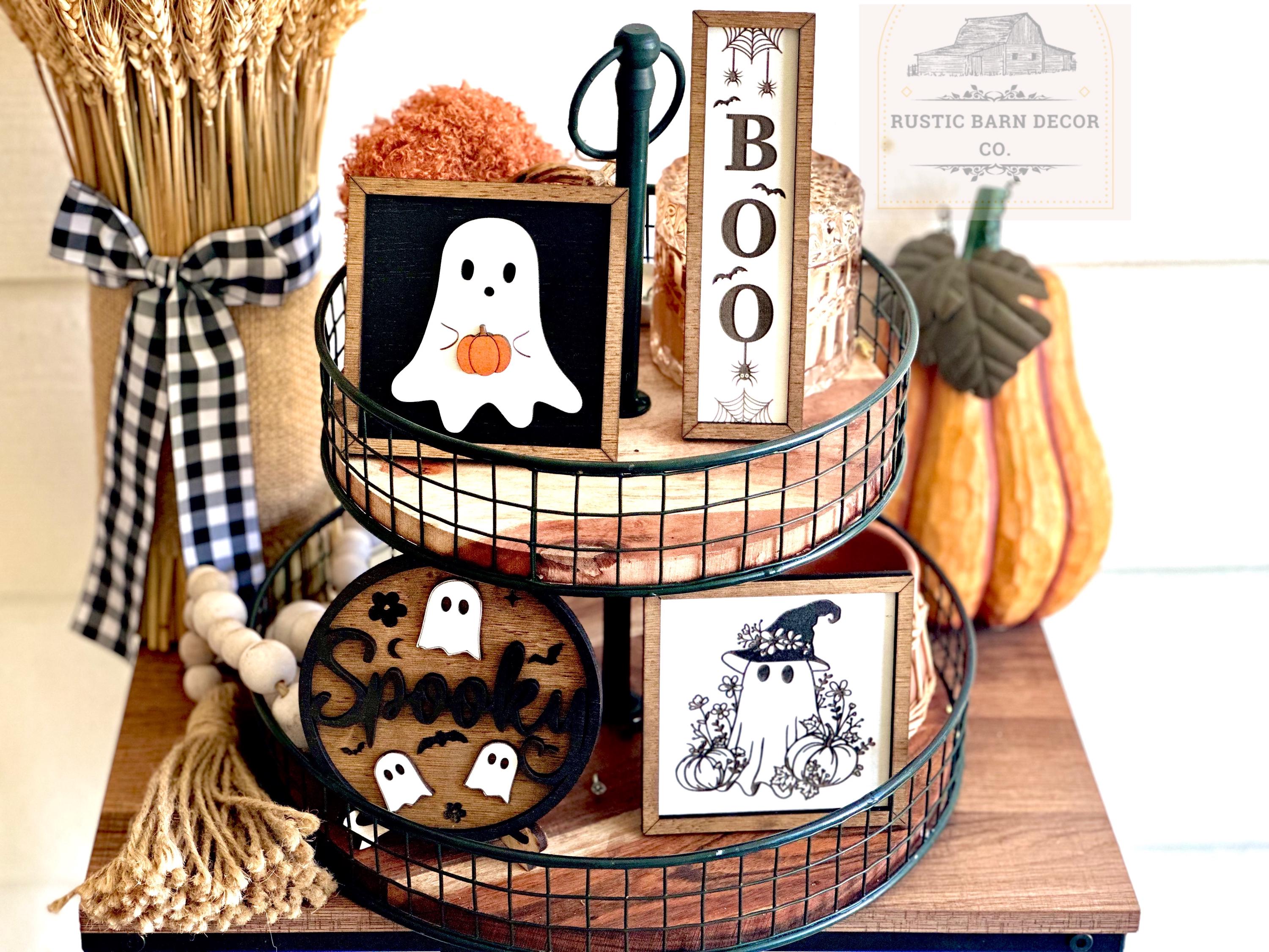 Halloween Mini Signs, Tiered Tray Decor,  Ghost,  Boo, Spooky, Farmhouse , Tier Tray,  Party Decor, kitchen, dining room, Fall  Gift
