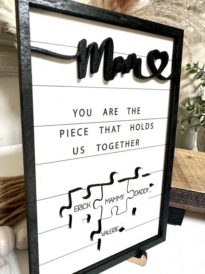 Custom Mothers Day Puzzle Sign Personalized Gift for Mom Mom You are the Piece that holds us together Mothers day gift Gift for her image 3